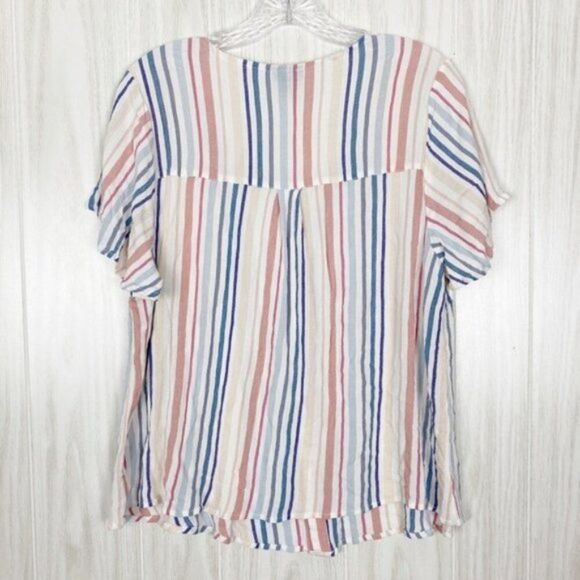 Torrid | Multi-Stripe Gauze Button Front Top 2X - Picture 4 of 8